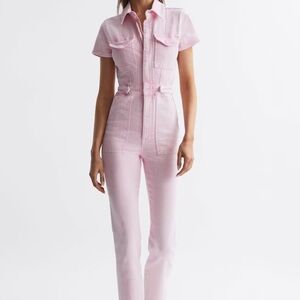 GOOD AMERICAN DENIM JUMPSUIT IN SOFT PINK